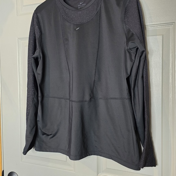 Nike Pro Women Warm Long Sleeve Top SZ XL Black Base Layer Running Semi Fitted - Picture 4 of 8